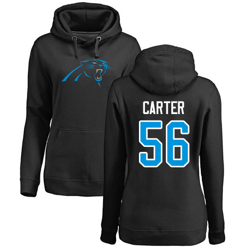 Carolina Panthers Black Women Jermaine Carter Name and Number Logo NFL Football #56 Pullover Hoodie Sweatshirts